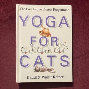 Yoga for cats, vintage hardcover book, fun, colour illustrated